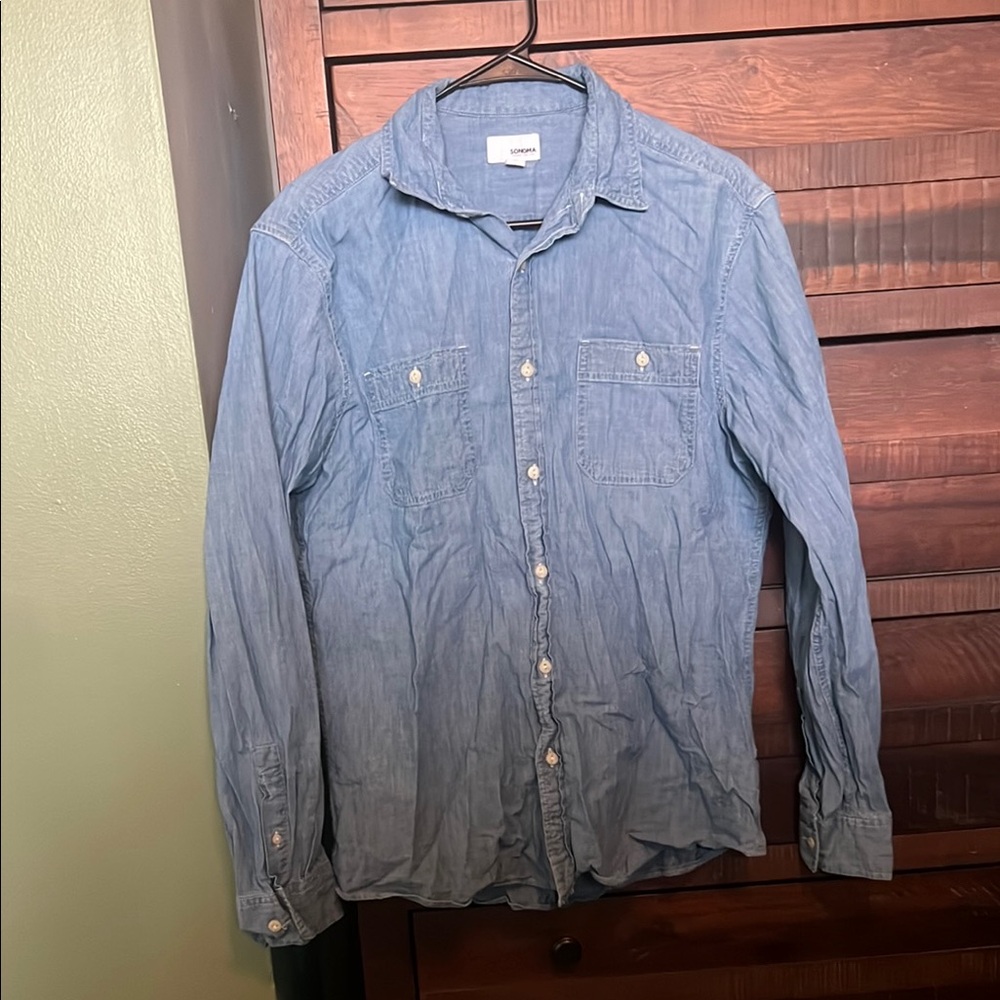Blue Denim Button-Up Shirt